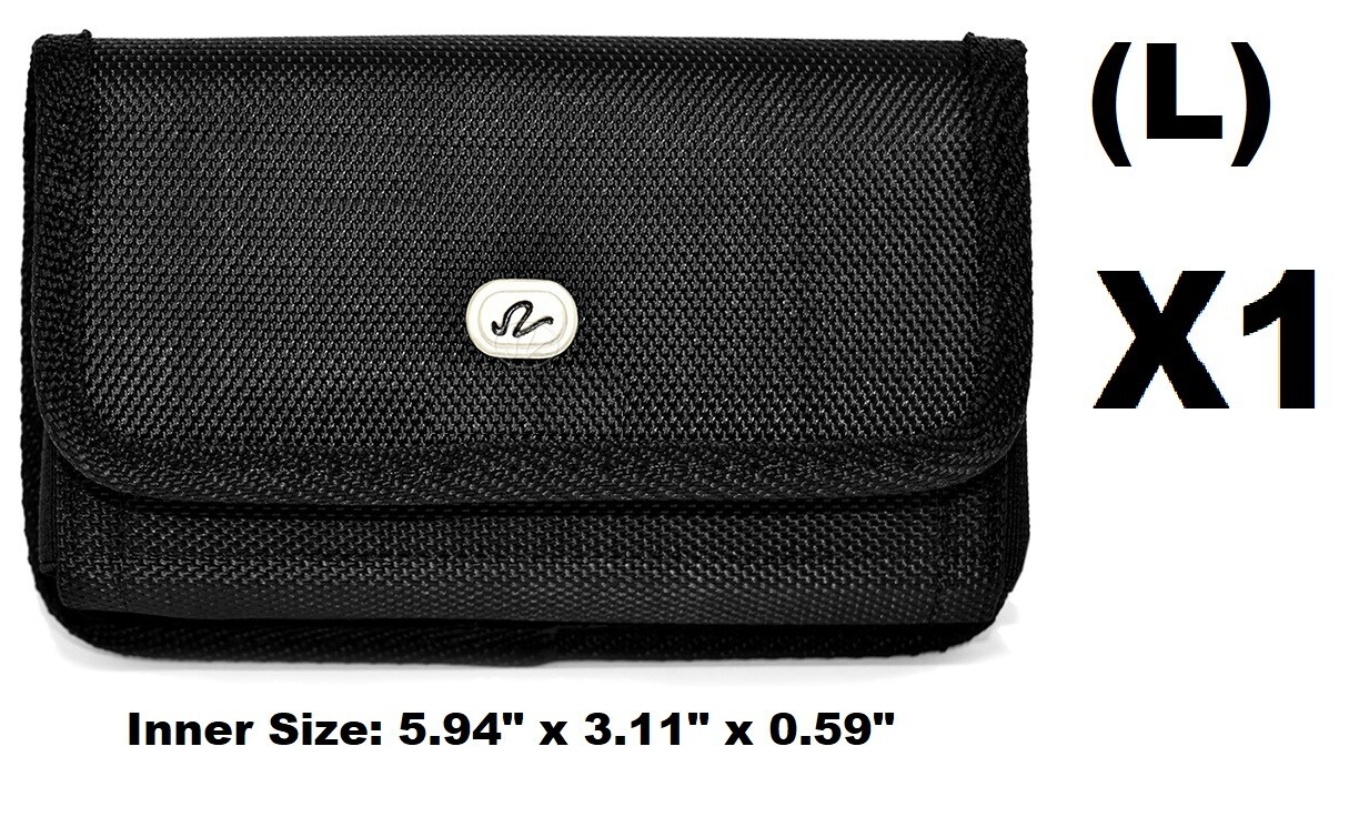 LARGE RUGGED CELL PHONE HORIZONTAL POUCH WITH METAL CLIP AND BELT LOOP HOLSTER