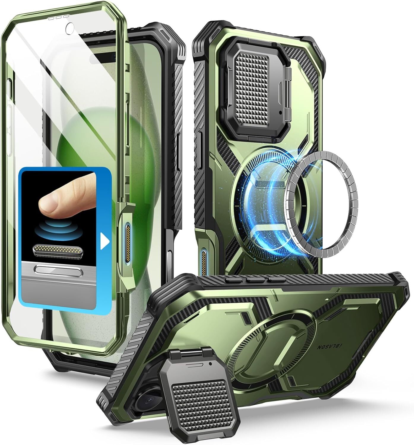 i-Blason Stand Magnetic Case For iPhone16 6.1” Quick CaptureButton Access Cover