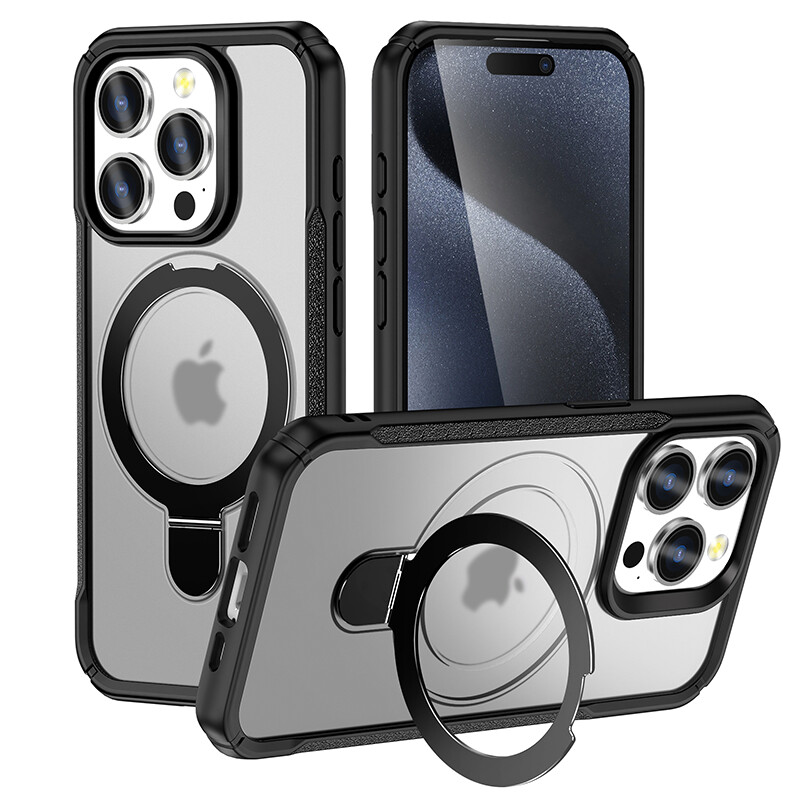 Mag Safe Case For iPhone 16 Pro Max 15 14 13 12 Pro Rugged Cover with Ring Stand