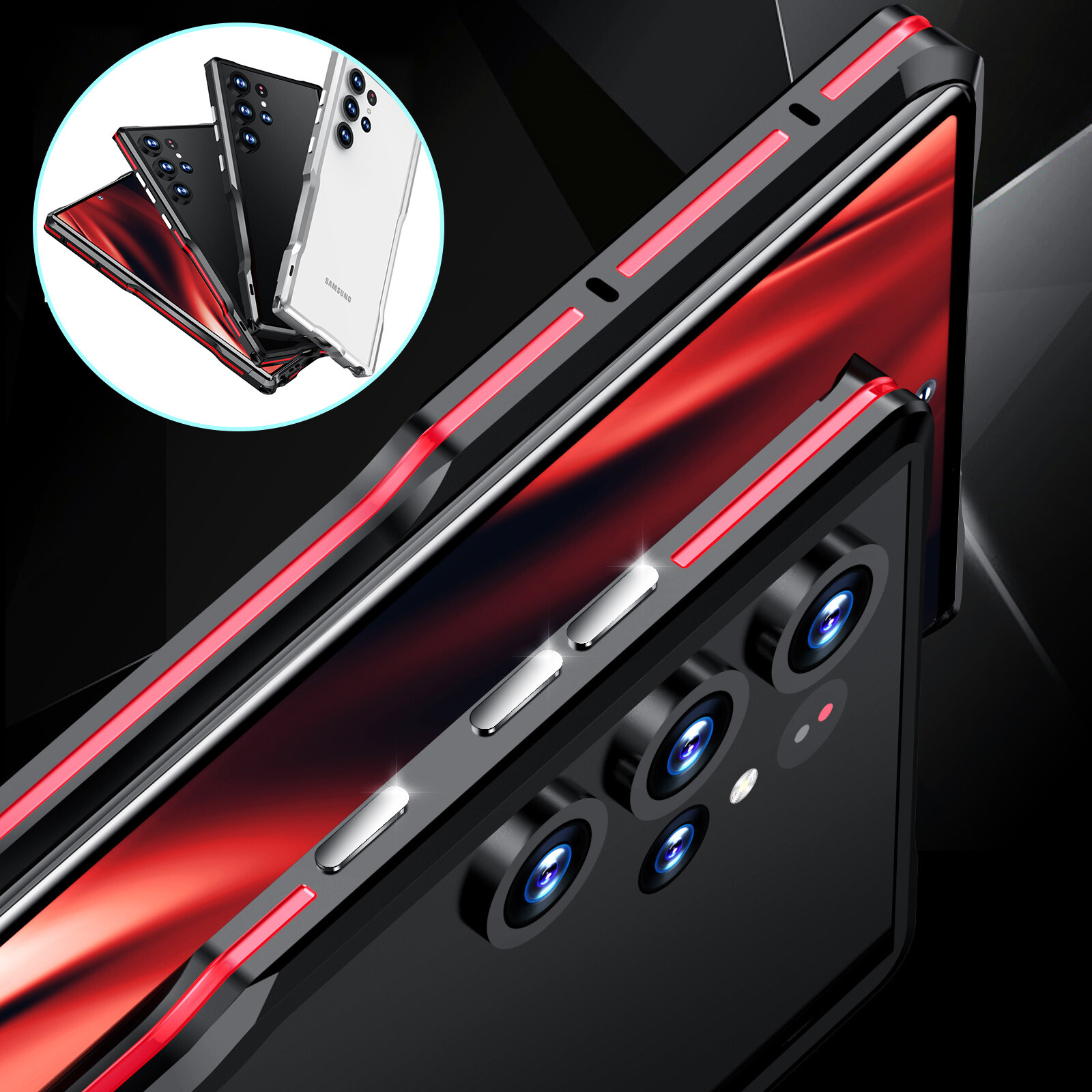 Aluminum Metal Frame Bumper Armor Case Cover For Samsung Galaxy S23 Ultra Plus