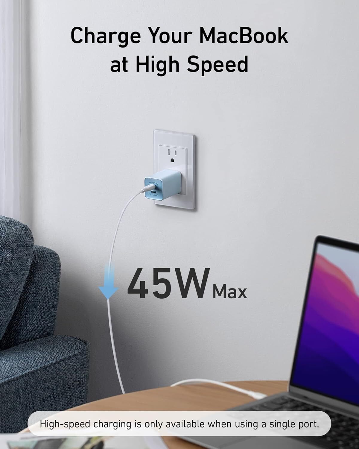 Anker 47W USB C Charger Foldable 2-Ports GaN Charging for iPhone/MacBook|Refurb
