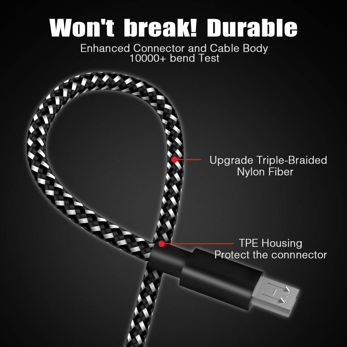 Micro USB to USB A Cable Android Charger Braided Cord For Samsung Google LG LOT