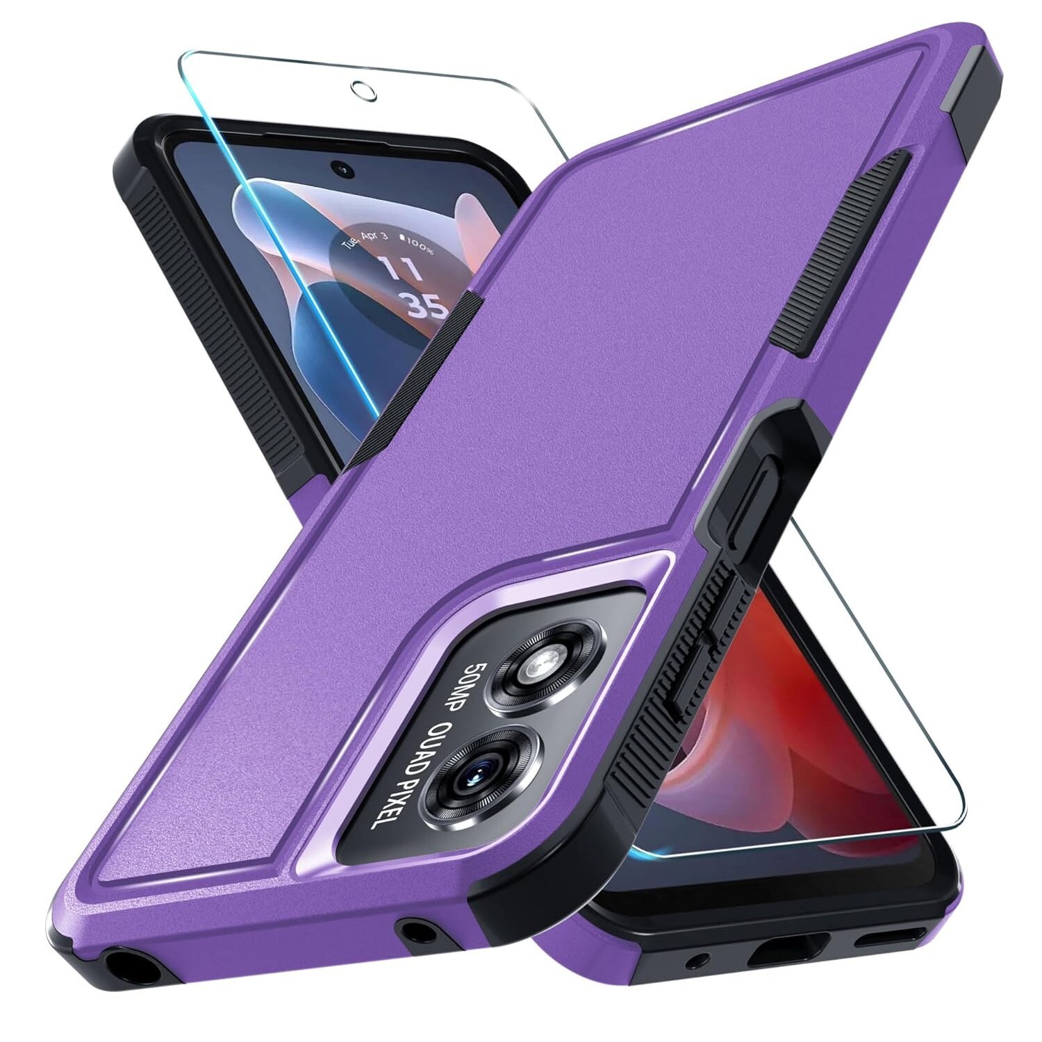For Motorola Moto G Play 2024 Case Phone Cover Shockproof + Tempered Glass