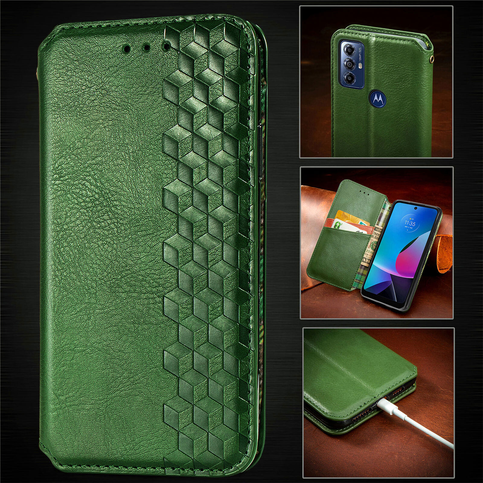 Plain Wallet Glossy Case Cover For Motorola Moto G Power Edge+ G Stylus 2025