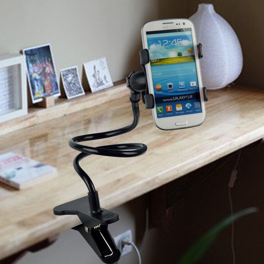 Universal Lazy Mobile Phone Gooseneck Stand Holder Flexible Bed Desk Table Clip