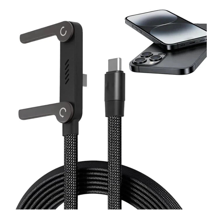 2-in-1 Invisible Holder Charger Cable–240W Fast Charging Cord with Phone Stand