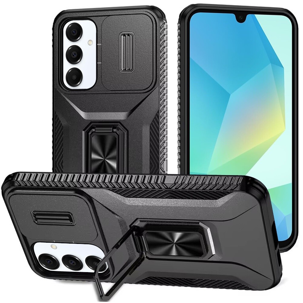 For Samsung A16 5G Case Complete Protection Magnetic Stand + Tempered Glass