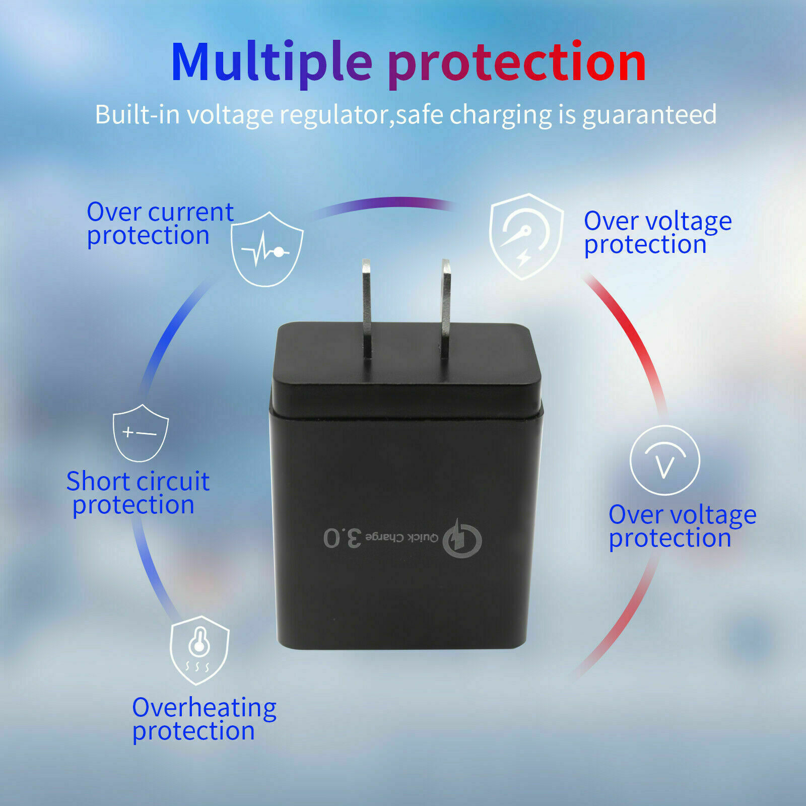 Black /White US 4 Port Fast Quick Charge QC 3.1 USB Wall Charger Power Adapter