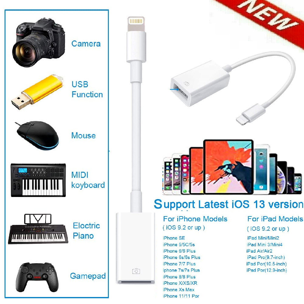 8PIN to USB 3.0 OTG Adapter For iPhone Connect USB Flash Drive, Camera Card Read