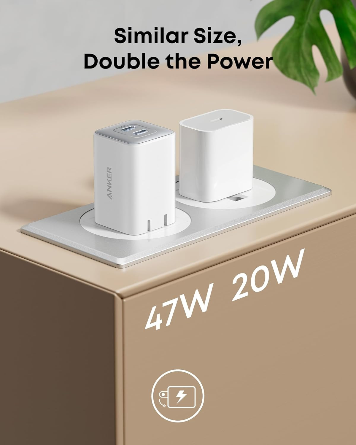 Anker Nano 47W USB C Charger, 2 Port Compact Foldable Gan Charger for Iphone 17