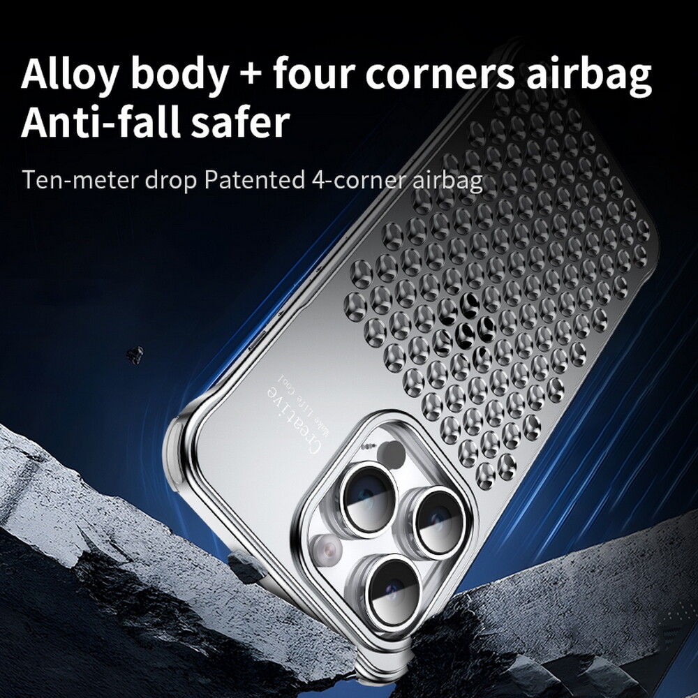 For iPhone 15 14 Case Aluminum Alloy Heat Dissipation Cooling Metallic Cover
