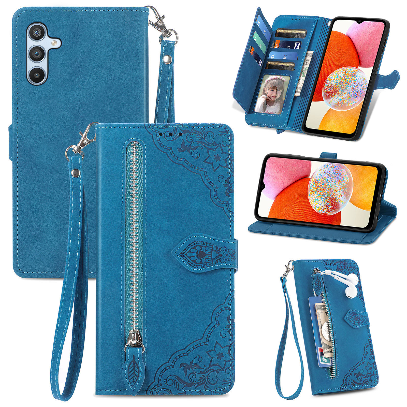 Fr Samsung Galaxy A13 A14 A15 A25 A54 5G Leather Wallet Stand Shockproof Case US