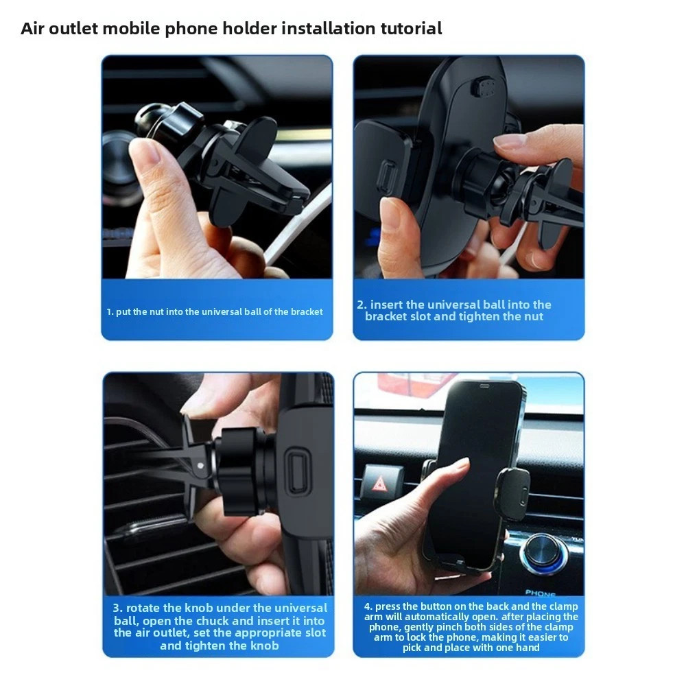 360° Rotation Air Vent Car Mount Phone Holder Universal Stand for iPhone Samsung