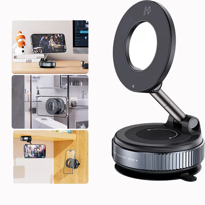 360° Adjustable Magnetic Vacuum Suction Cup Car Phone Holder Mount For MagSafe