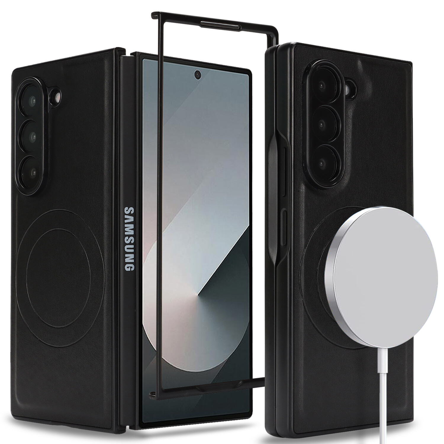 Hard PC Anti-Slip PU Leather Magnetic Phone Case For Samsung Galaxy Z Fold 6 5 4