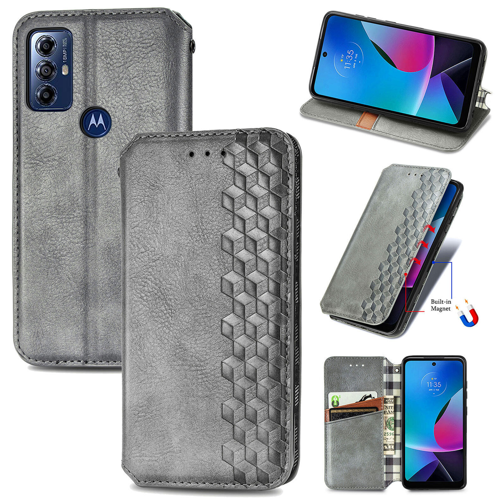 Plain Wallet Glossy Case Cover For Motorola Moto G Power Edge+ G Stylus 2025
