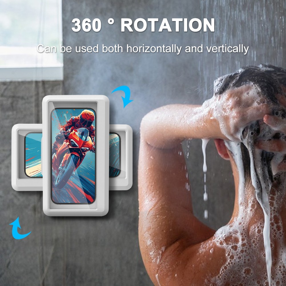 Bathroom waterproof and anti fog shower phone holder suitable for bathrooms