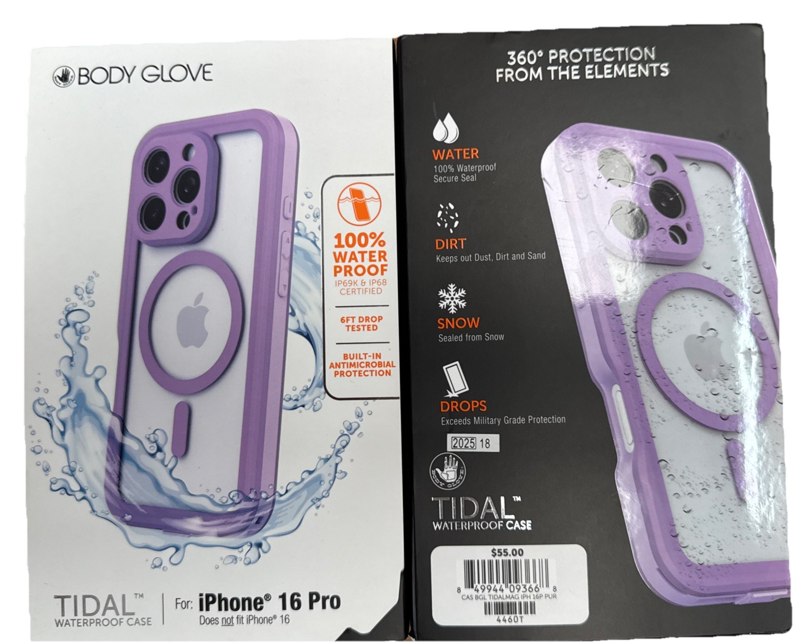 Body Glove Tidal Waterproof with MagSafe Case – iPhone 16 Pro Lavender/Clear