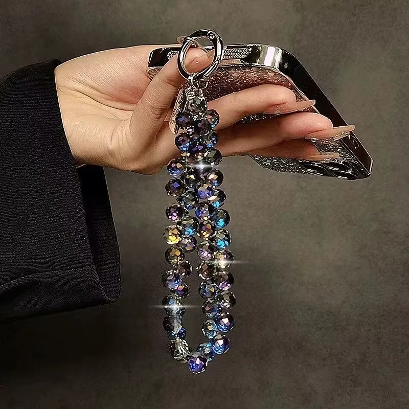 Luxury Diamond Crystal Bead Wrist Strap Phone Charm Chain Universal Case Clip