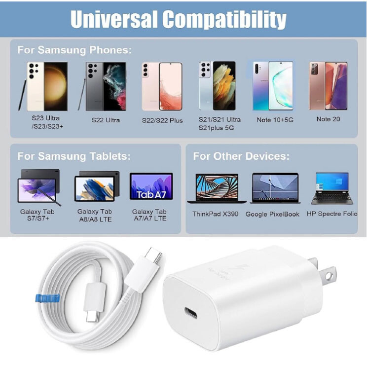 Original For Samsung Galaxy A17 A37 A57 A16 A36 Fast Wall Charger + Type C Cable