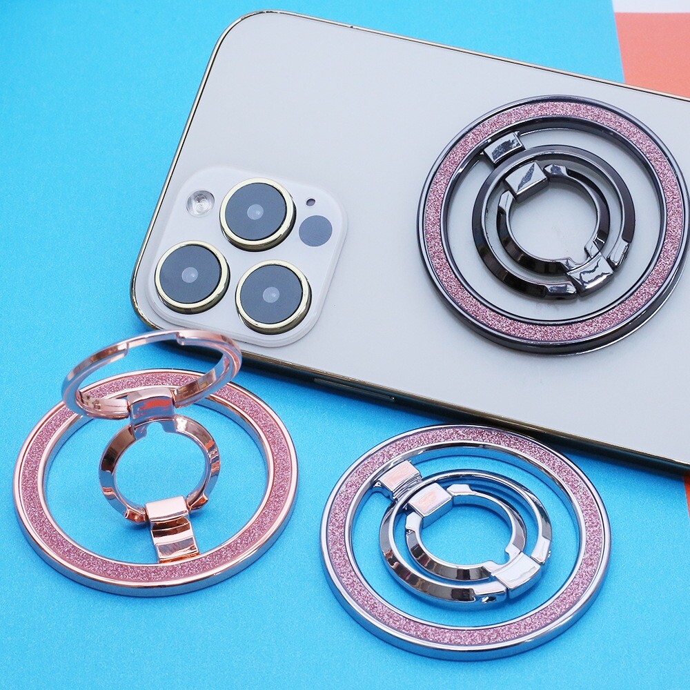 Luxury Bling Adjustable Stand Metal Kickstand Magnetic Women Phone Rings Holder