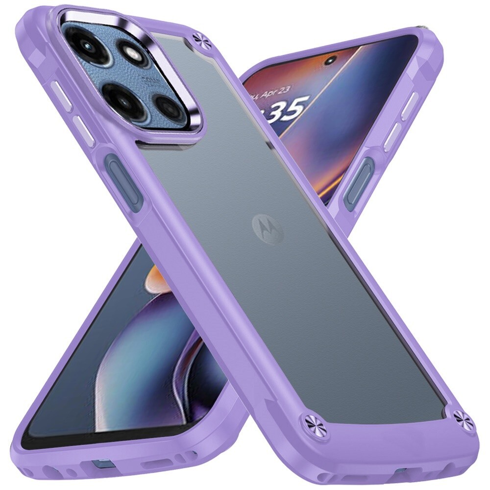 For Moto G Play 2026 Transparent Hybrid Case with Metal Buttons And Camera Edges