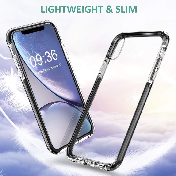 Case for iPhone XR 6.1″ Crystal Clear TPU w/Black TPE Interior Lining Edge STOON