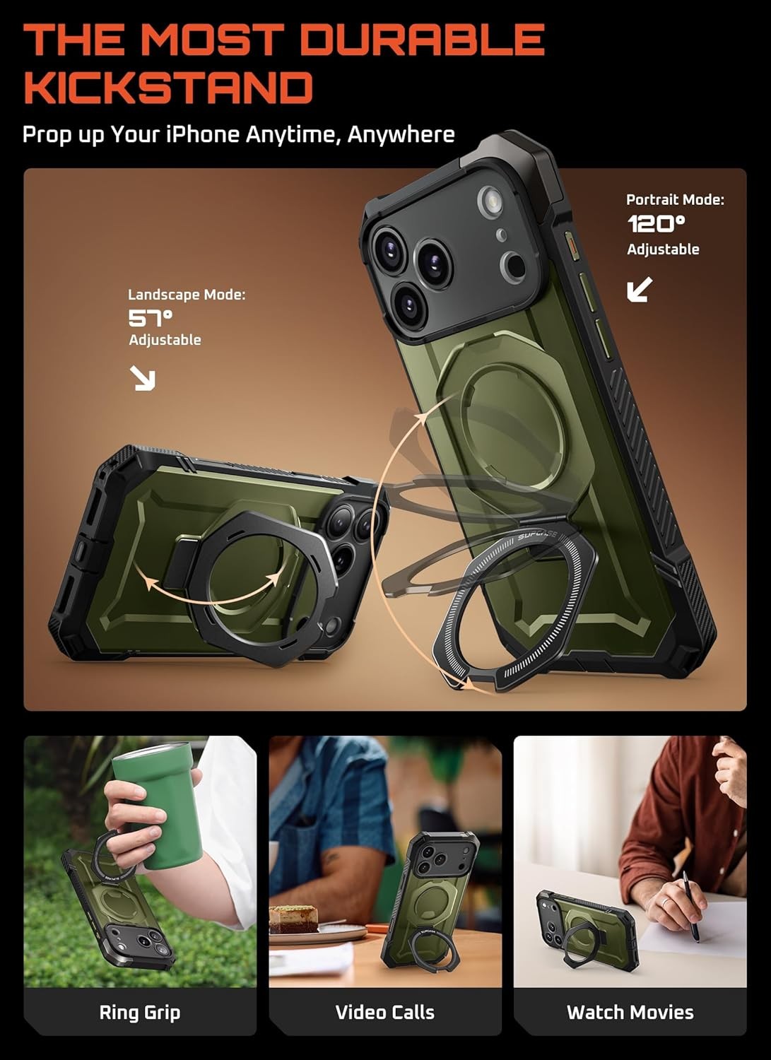 SUPCASE For iPhone 17 Pro Max W/ Camera Control Button Cove Magnetic Stand Case