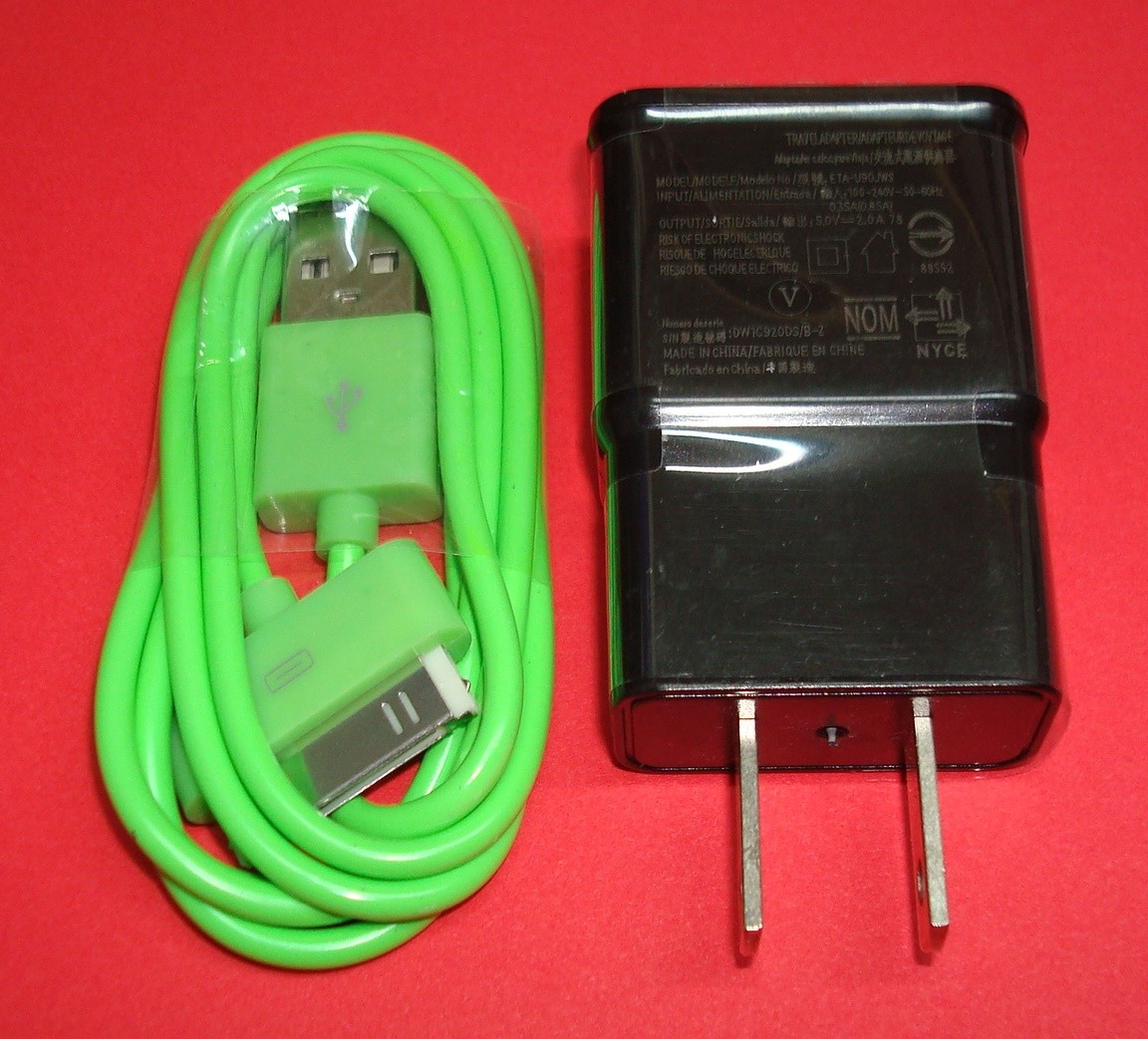 2 Piece AC Charger & Cable with 30 Pin Plug in For Apple IPAD2/1 IPHONE 3G/4/4S