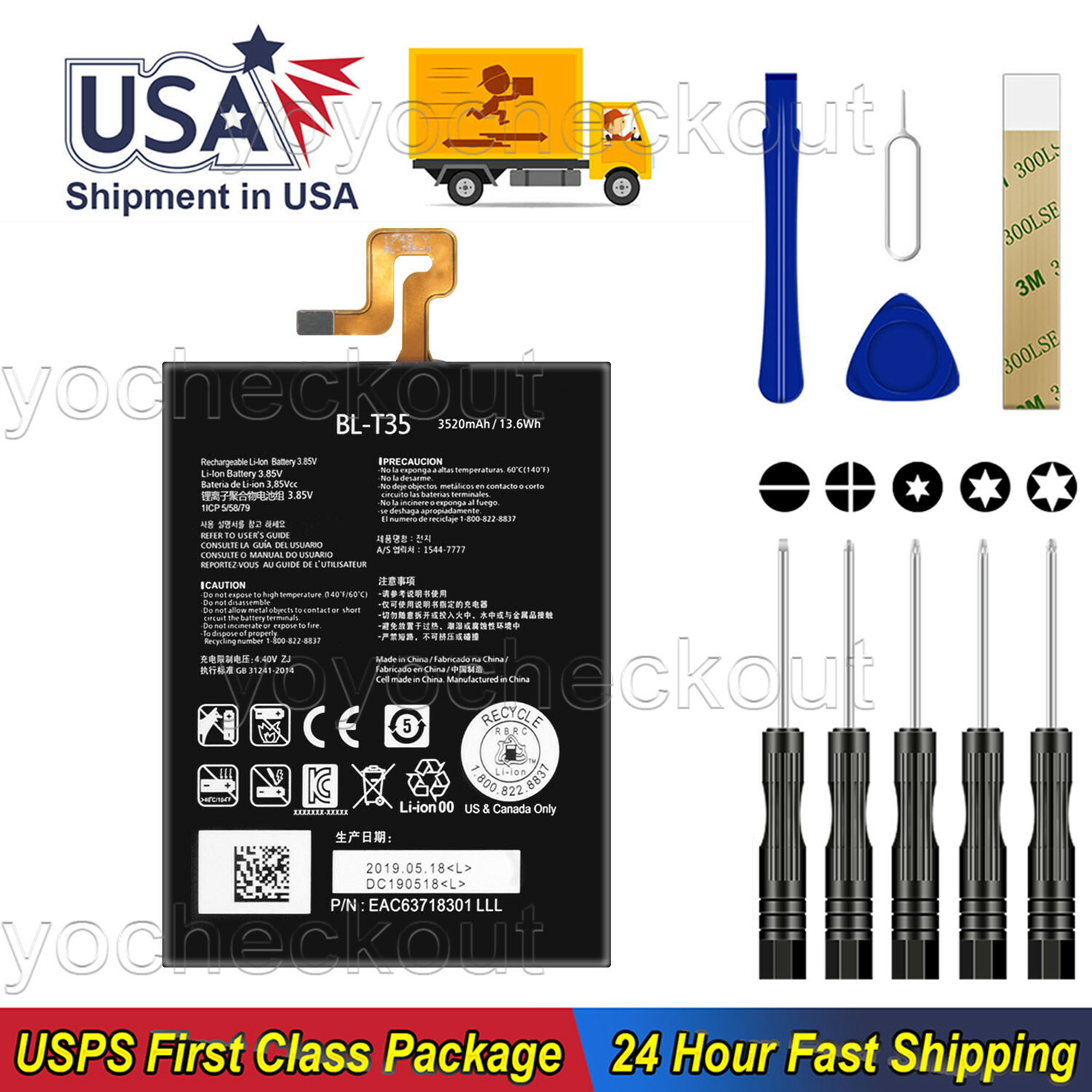 For Google Pixel 2 XL 6.0″ Repair Battery BL-T35 EAC63718201 Tool Kit