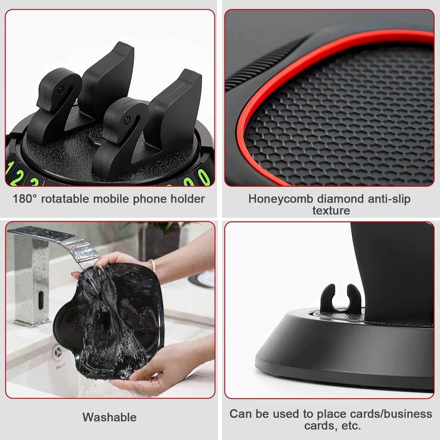 Luxury Anti-Slip Car Phone Holder with 360-Degree Rotation & Extra Large Pad