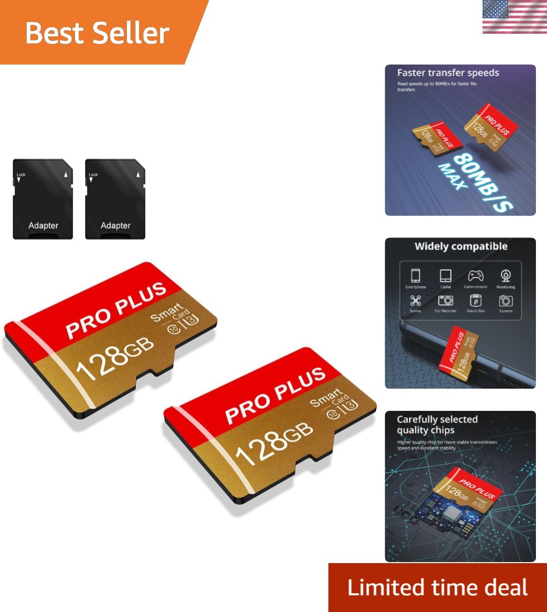 Dual Pack 128GB TF Memory Cards with 80MB/s Speed – Perfect for All Devices