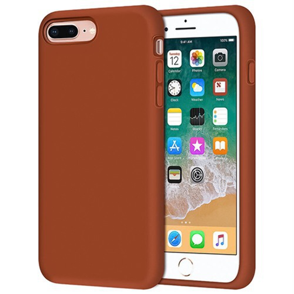 Liquid Silicone Gel Rubber Shockproof Case Cover BROWN for iPhone 7 Plus, 8 Plus