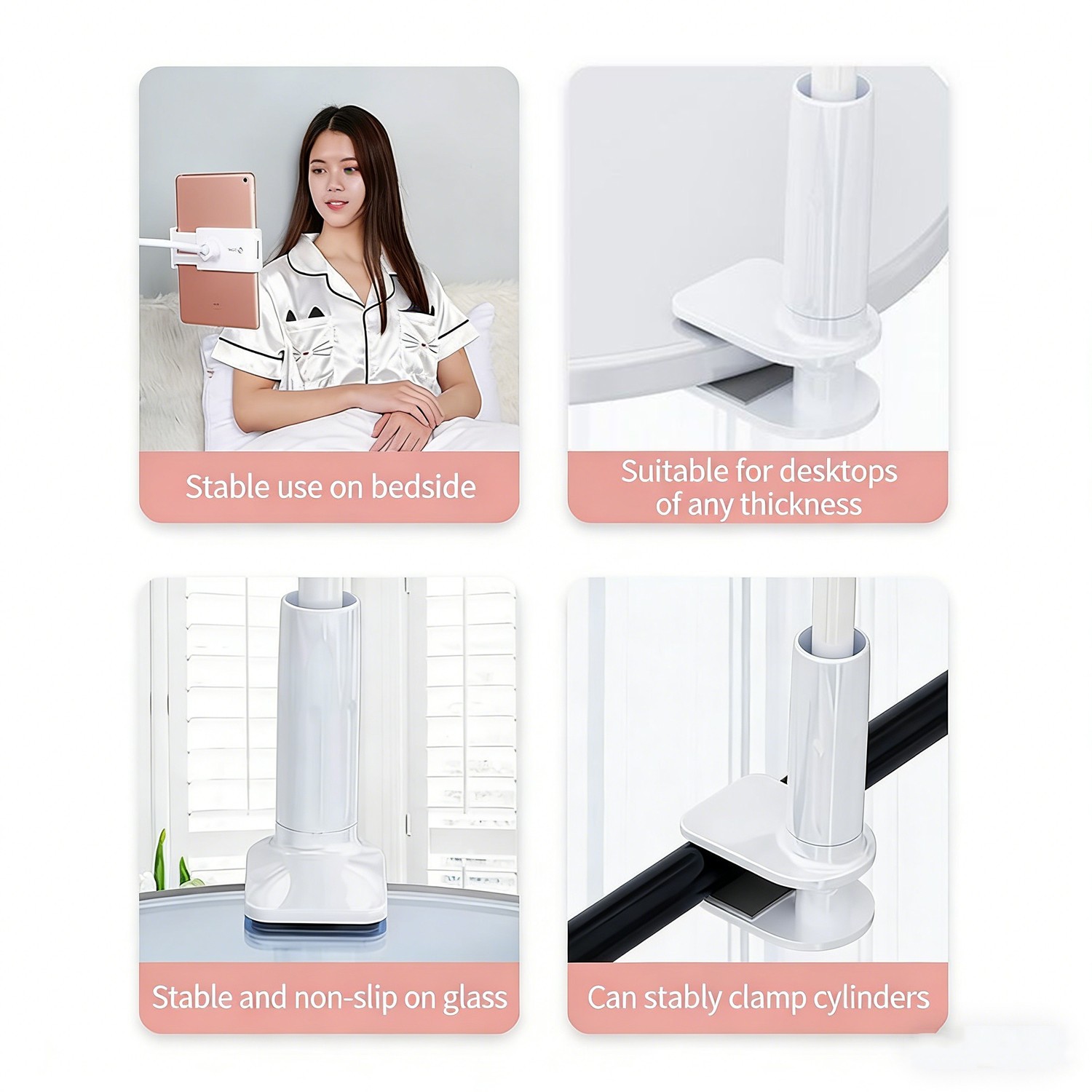 Flexible Gooseneck Phone Holder Tablet Stand Mount 360°Rotation for Desk Bedside