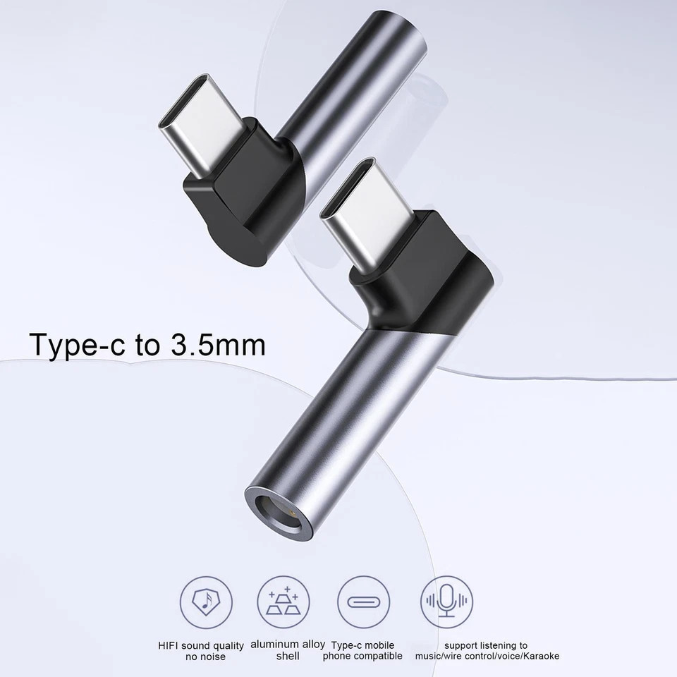4pcs USB C to 3.5mm Audio Adapter Type C Aux Headphone Jack DAC Stereo Mic HiFi