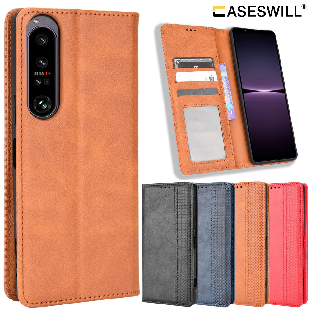 For Sony Xperia 1 5 10 VI V IV III II Retro Leather Wallet Case+Screen Protector