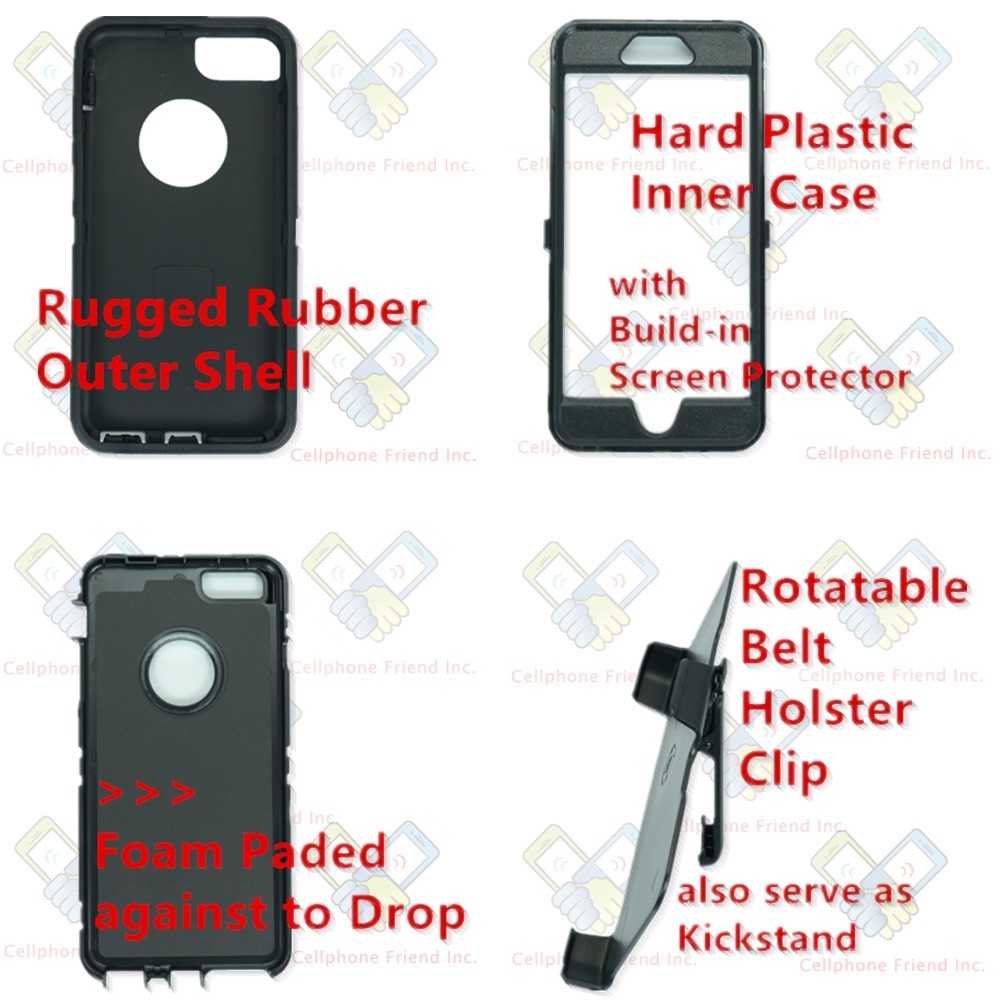 For Apple iPhone 8 Plus Heavy Duty Defender Case Cover with Belt Clip & Screen