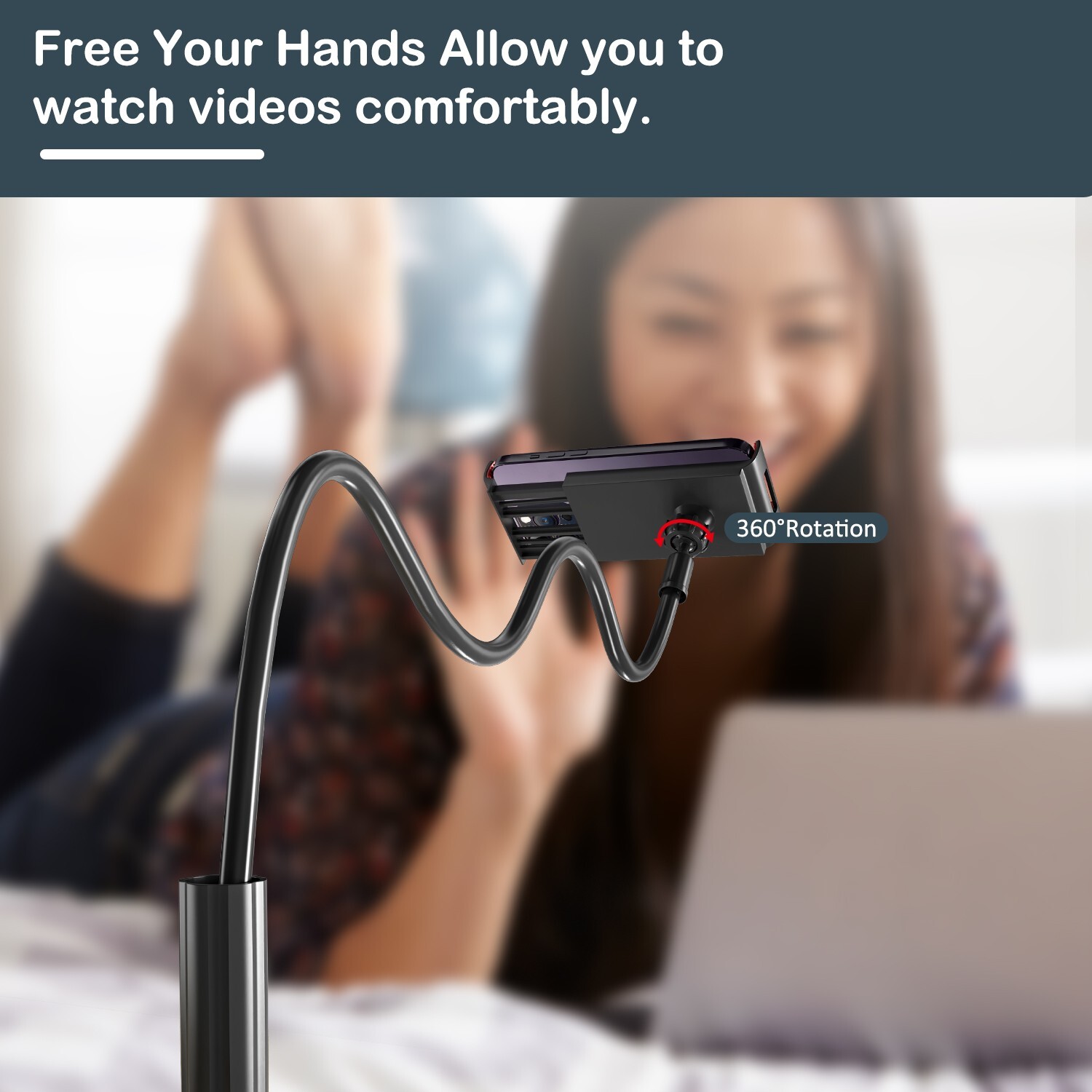 Universal Gooseneck Tablet Mount Phone Holder Flexible Long Arm Clamp Desk Bed