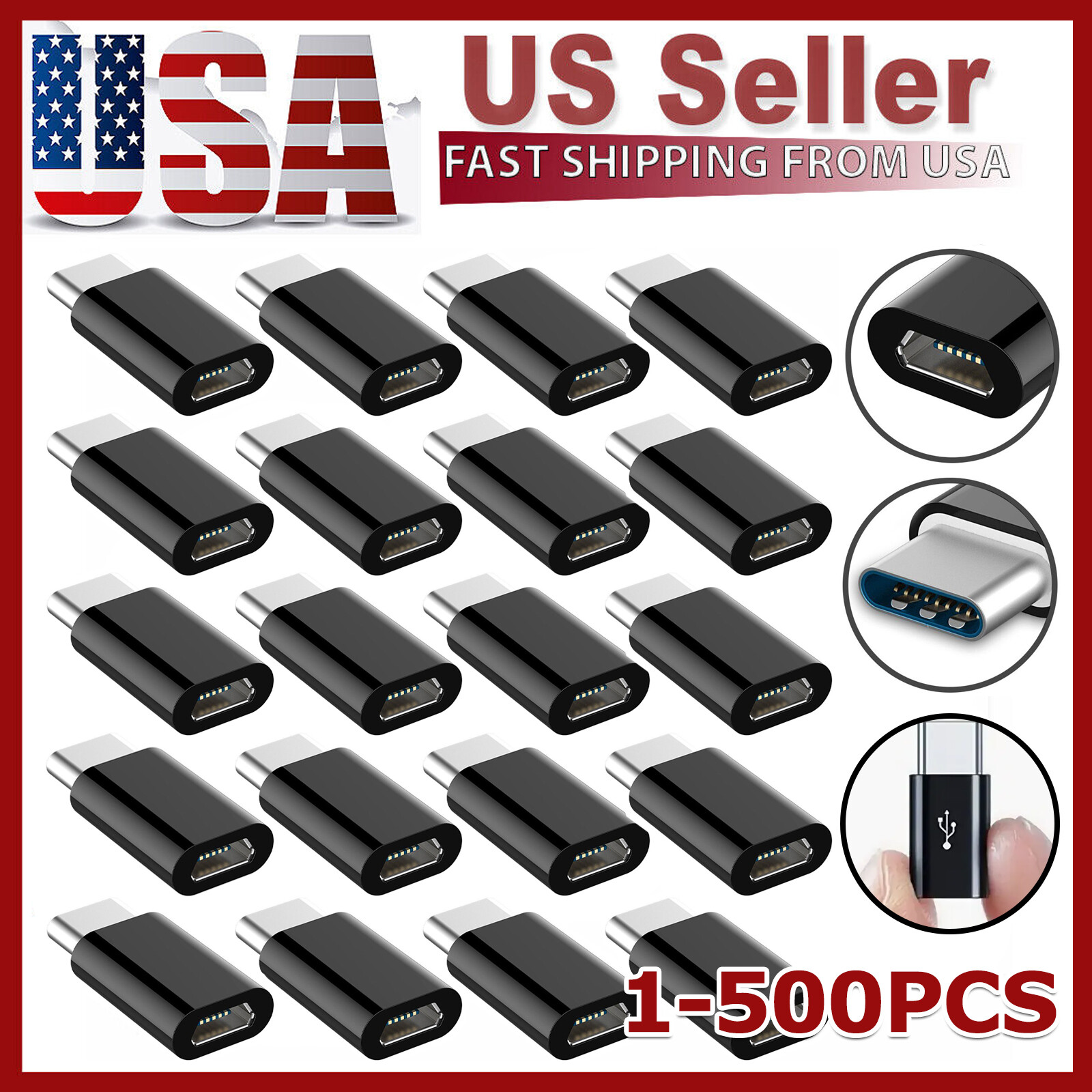 USB-C USB 3.1 Type C Male to Micro USB Female Adapter Converter Connector LOT