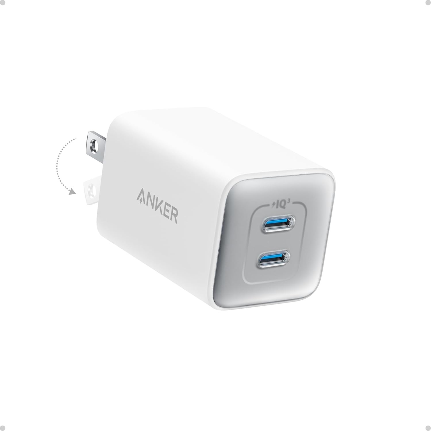 Nano 47W Fast Charger USB C, 2-Port Compact Foldable USB C Gan Charger for Iphon