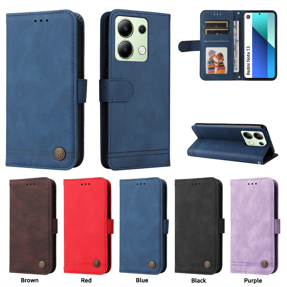 For Redmi Note 13 K70 13C 12 11A Fashion PU Leather Flip Wallet Case Card Cover
