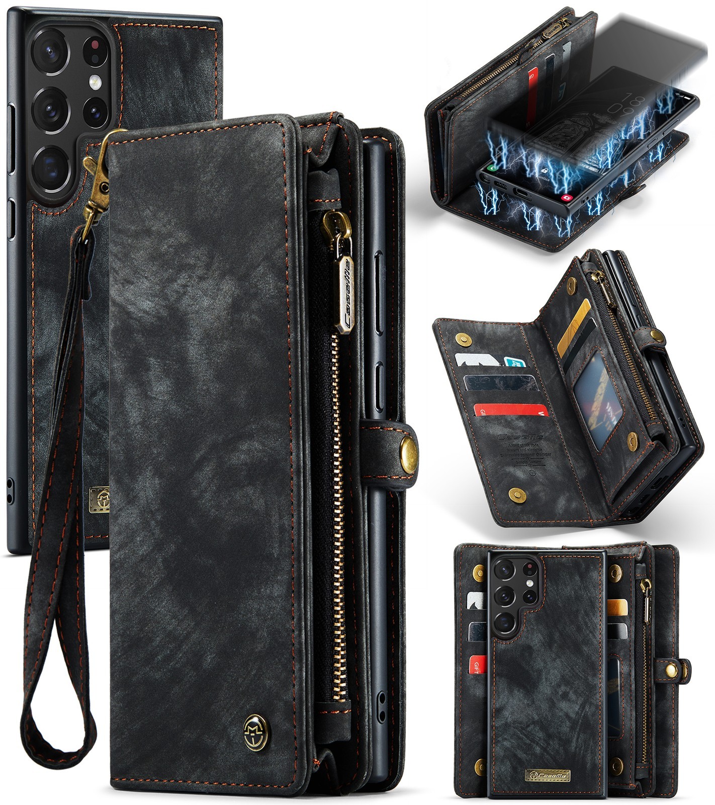 Detachable Card Wallet Phone Case For Samsung Galaxy S25 S24 S23 Ultra S22 21 26