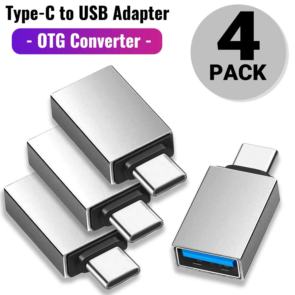 4 Pack USB-C 3.1 Male to USB A Female Adapter Converter OTG Type C Android Phone