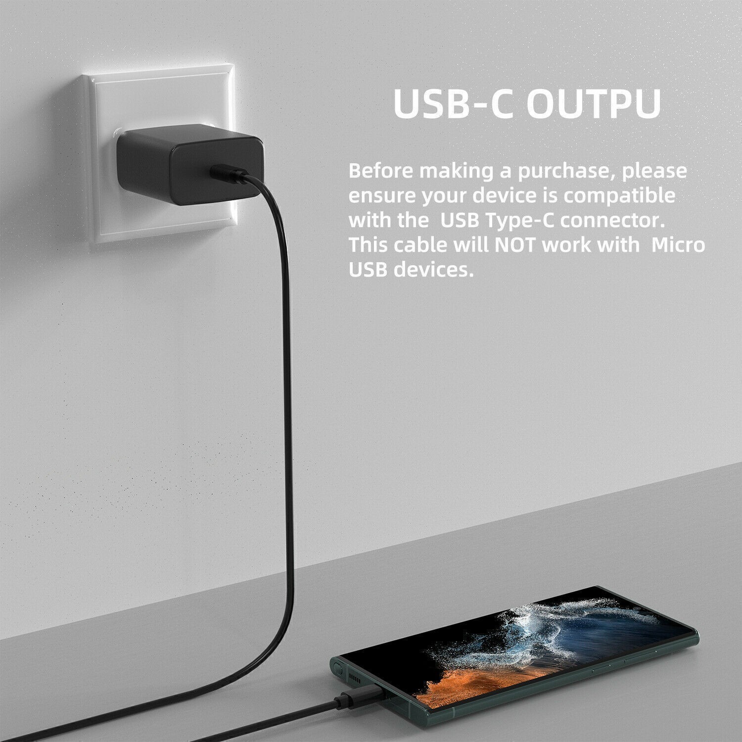 Universal 45W Fast Charging USB Type C Wall Charger / 6FT Cable For Samsung