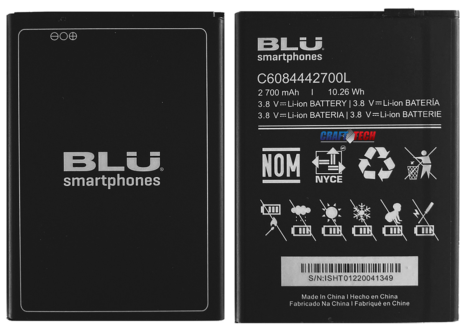 BLU Studio X5 Max S0630WW Original OEM BLU Battery C6084442700L 2700mAh 10.26Wh