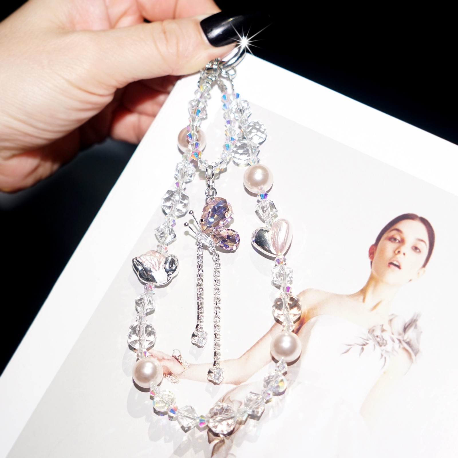 Bling Crystal Heart Strap Cell Phone Camera Lanyard Case Bag Charms Perfect Gift