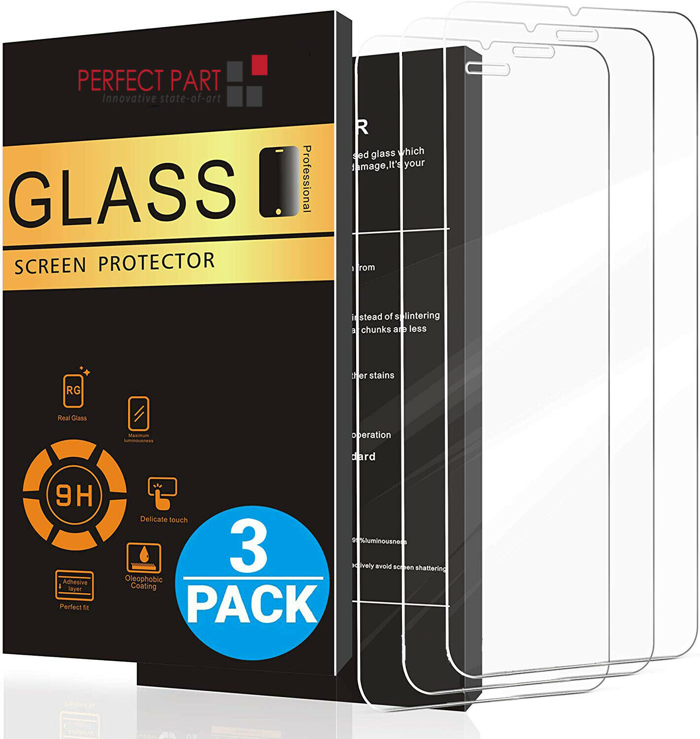 3X Tempered Glass Screen Protector For iPhone 14 13 12 11 Pro Max X XS XR 8 7 6