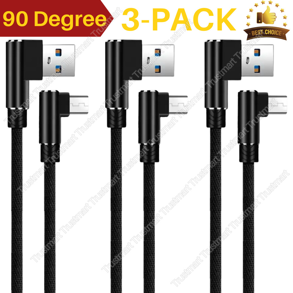 3Ft 6Ft 10Ft 90 Degree Micro USB Cable Fast Charging Right Angle Android Charger