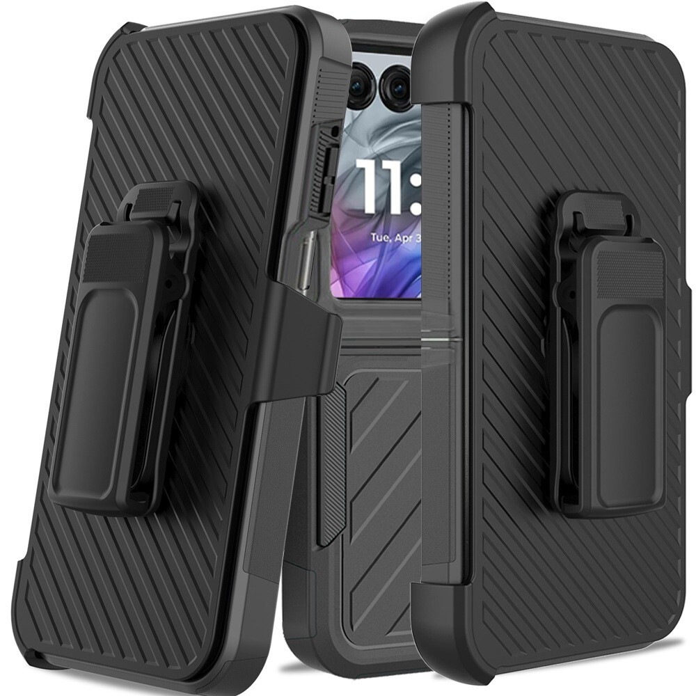 For Motorola Razr 2024 Phone Noble Hybrid Armor Case w/Belt Clip Holster Cover