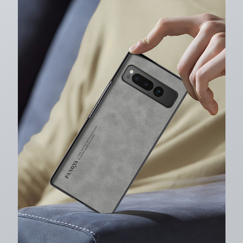 For Google Pixel Fold Shockproof Plain Leather Skin-Friendly Slim Case Cover